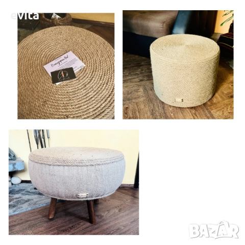 Премиум табуретки от естествени материали — уют и качество във всеки детайл, снимка 6 - Дивани и мека мебел - 46335703