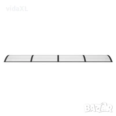 vidaXL Навес за врата, черен, 350x100 см, поликарбонат（SKU:153594）, снимка 4 - Други - 49477109