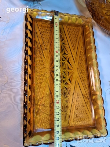 голяма и малка фруктиера, 7 купички и плато от цветно стъкло карамел 28/3, снимка 11 - Аксесоари за кухня - 51862680