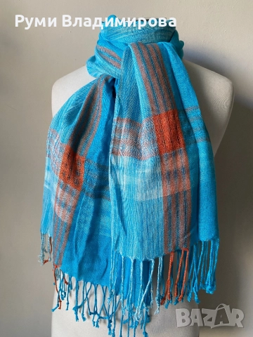 Тюркоазен, син шал, снимка 3 - Шалове - 52847593
