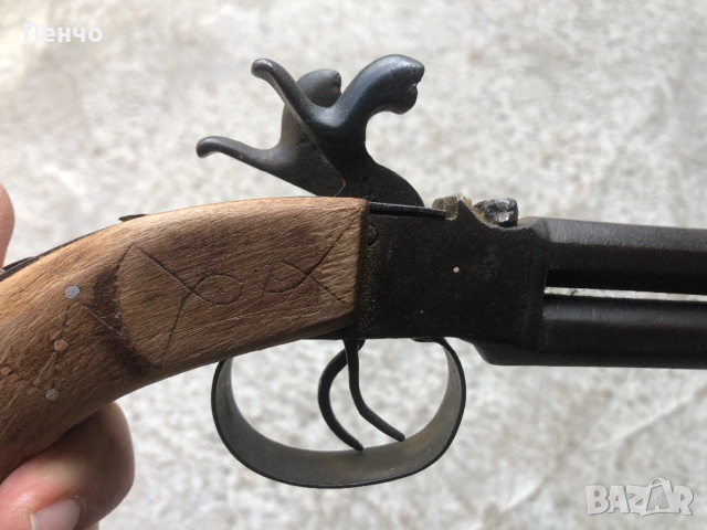 старинен капсулен двуцевен пистолет, снимка 18 - Антикварни и старинни предмети - 39028282