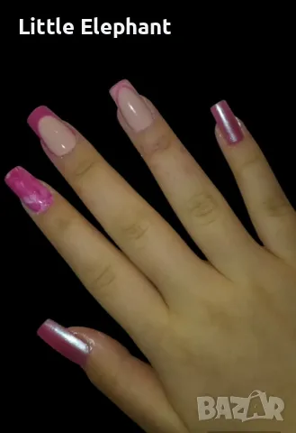 Гел лак press on нокти.Хром (златна пудра) и гел лак/нови