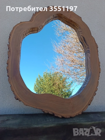 Голямо ОГЛЕДАЛО с масивна дървена рамка от дънер с външен ръб, снимка 7 - Огледала - 52897096