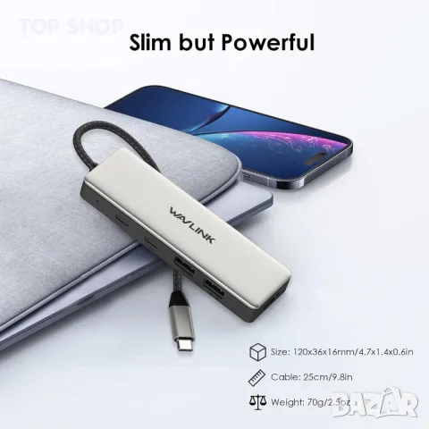 WAVLINK USB C 3.2 хъб HDMI, 10Gbps USB C към HDMI адаптер с 85W PD зареждане, 4K60Hz HDMI, снимка 7 - Кабели и адаптери - 49457526