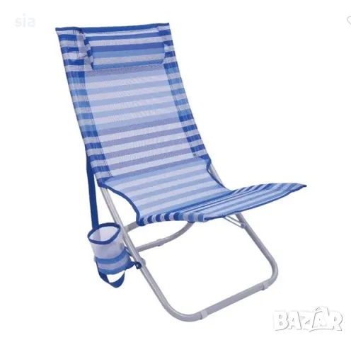 Къмпинг стол+ Възглавница и стойка за чаша, Сгъваем плажен стол, 70x48x78 см, до 110кг, снимка 1