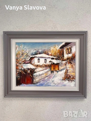 Маслена картина “Първи сняг в Боженци”