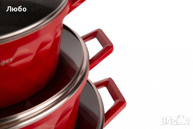 Комплект от 3 броя висококачествени съдове за готвене Cheffinger - 6 части, снимка 5 - Съдове за готвене - 52664057