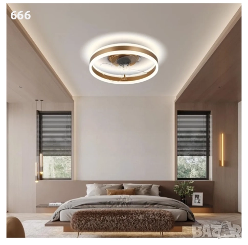 Таванен вентилатор с осветление, снимка 3 - Лампи за таван - 52929961