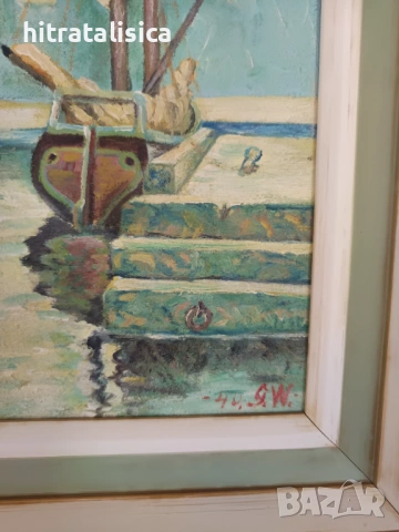 Винтидж картина '40год, снимка 3 - Антикварни и старинни предмети - 54156044