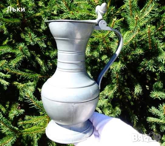 Калаена кана с капак,халба от калай 500 мл. 