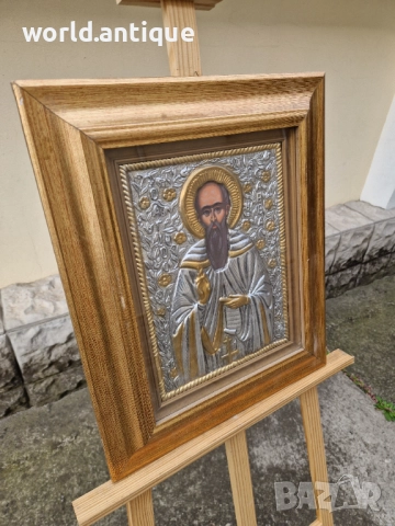 Прекрасна голяма антикварна сребърна икона със сертификат и маркировка , снимка 5 - Икони - 52135276