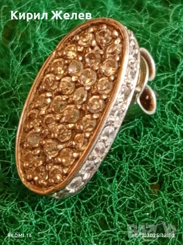 Сребърна обеца с инкрустирани кристали Сваровски елегантен дизайн 34608, снимка 2 - Обеци - 52720056