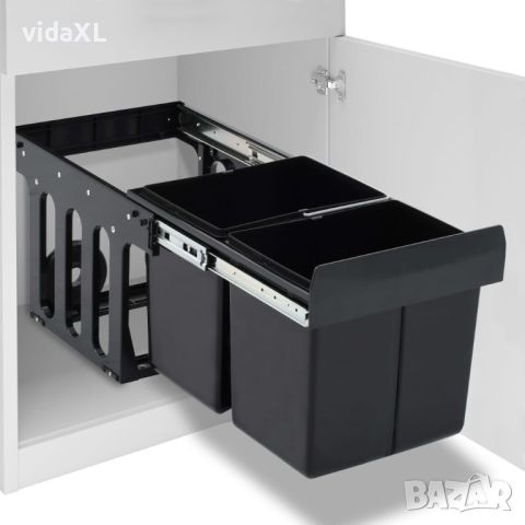 vidaXL Кош за вграждане за кухненски шкаф, плавно затваряне, 36 л（SKU:51179, снимка 1 - Други стоки за дома - 46104303