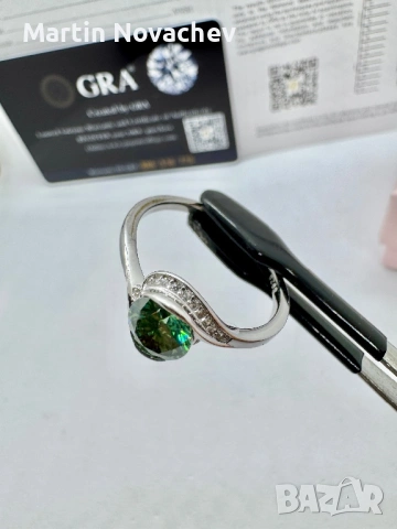 Сребърен пръстен с мойсанит (Диамант) 1 карат, снимка 12 - Пръстени - 53387421