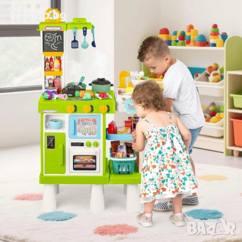 Детска кухня deAO ZXZQGL-01 54 части унисекс в зелено, снимка 3 - Образователни игри - 52285453