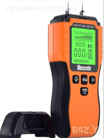 Влагомер Mecurate детектор за влажност на дървесина и др. с щифтов тип 9 режима цифров тестер течове