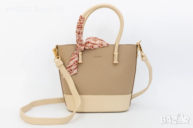Класическа дамска чанта AMORE Eleonora - Beige, снимка 5 - Чанти - 50657237