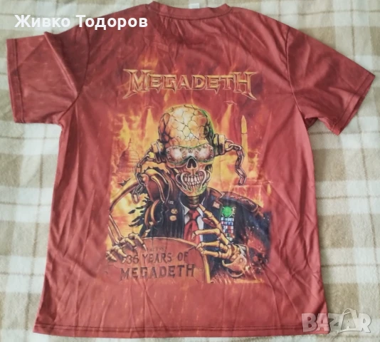 Тениски (Полиестер) с двустранна щампа - MEGADETH , GOAT PENTAGRAM, снимка 4 - Тениски - 50985680