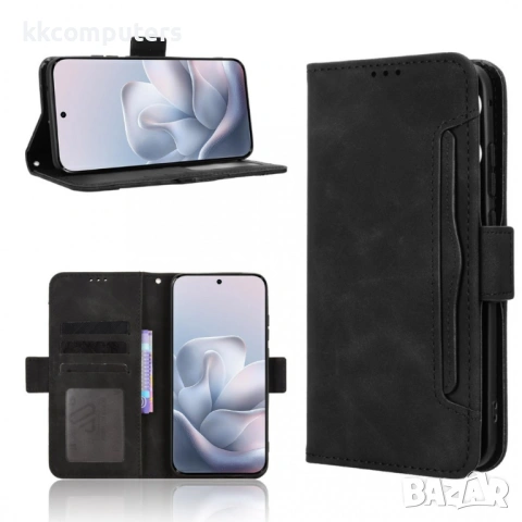 Кожен Калъф Портфейл за Motorola Edge 70 Fusion+ 5G / Fusion 5G - Свалящ се държач, Двоен магнит, 5 