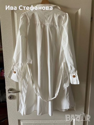 Нова етикет  бяла рокля риза 100% памук памучна  ежедневно елегантна миди рокля свободен силует , снимка 7 - Рокли - 45697745