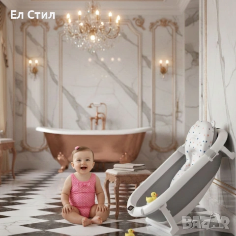 Сгъваема бебешка вана с термометър и възглавница, снимка 7 - За банята - 53879753