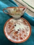 Комплект  чаша и чинийка  порцелан произведено в Япония ръчна изработка 1950 години цена за 2 броя, снимка 1
