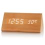 LED Цифров часовник, дървен показващ  часа и температурата , снимка 1 - Други стоки за дома - 45925724