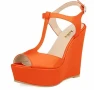 Нови оранжеви сандали на платформа, снимка 1
