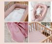 ПРОМО! Комплект за бебе от лен Babyly -розов, снимка 1 - Спално бельо и завивки - 45956789