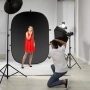 Walimex Pro Сгъваем фон 150x200 см,2 в 1 фотографски рефлектор за студио и външна фотография Черно/Б, снимка 2