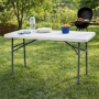 Сгъваема правоъгълна градинска маса, бяла - 181.5 × 74 × 74 см, снимка 4