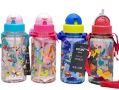 Цветна детска бутилка за вода с вградена сламка, снимка 2