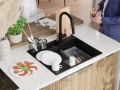 Черна гранитна кухненска мивка Сидни 620-45 Pocket Ergo Multilevel, снимка 11
