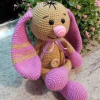 Плетена играчка Заек-Беби 2, Плетени, ръчно изработени, прекрасен подарък, снимка 7 - Плюшени играчки - 38319031
