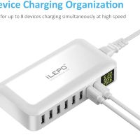 iLepo 8-портова USB зарядна станция за зареждане на множество устройства с LED дисплей, снимка 4 - Друга електроника - 45178329