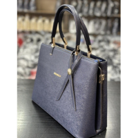 Черна дамска чанта за рамо D i a r d i черен/син цвят "лукс", снимка 1 - Чанти - 45020922