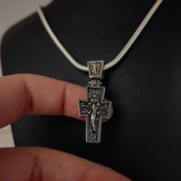 Сребърен кръст, кръст с разпятие, православен кръст, сребърен двулицев кръст, сребро 925, снимка 2 - Колиета, медальони, синджири - 45777147