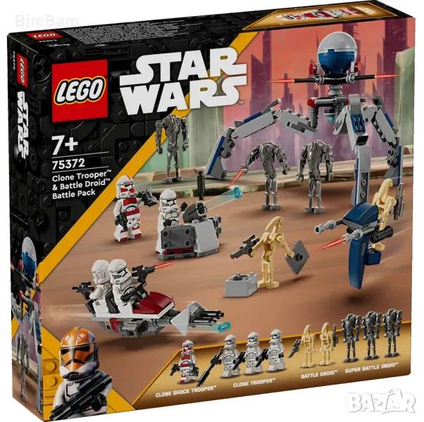 Конструктор LEGO® Star Wars™75372 - Боен пакет клонинг щурмоваk и бойни дроиди / 215 части, снимка 1