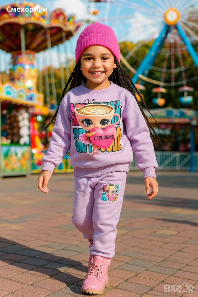 Детски ватирани комплекти Балерина Капучина в лилаво, за момиченца от 3г до 8г , снимка 1