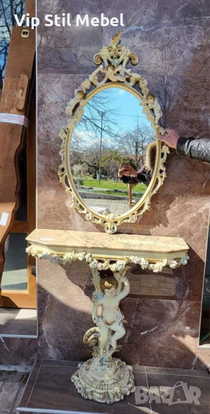 Италианска барокова конзола с огледало , снимка 1