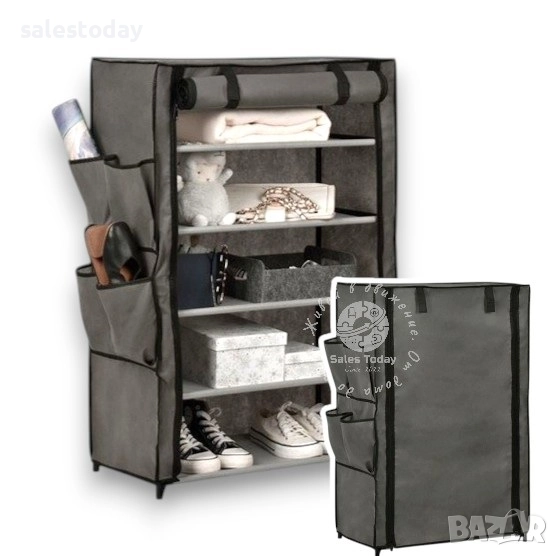 Текстилна етажерка за обувки с цип, Гардероб с джопчета, Текстилен шкаф с етажерки, 5 рафта, снимка 1