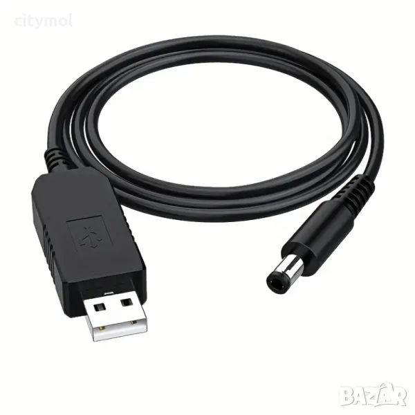 5V към 12V USB кабел за повишаване на напрежението, с жак 5,5 x 2,1 mm, снимка 1