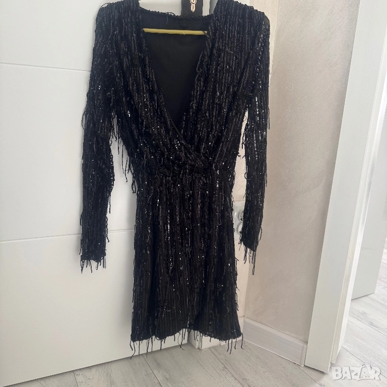 Рокля с пайети и ресни, снимка 1