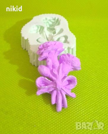 Карамфил Карамфили цветя букет силиконов молд форма фондан шоколад гипс декор украса, снимка 1