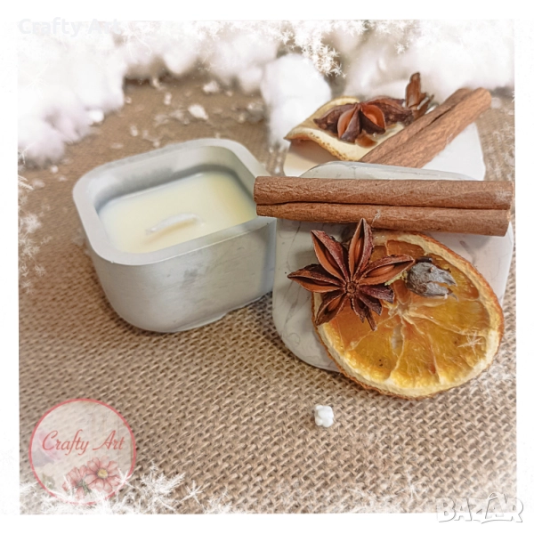 Ароматна соева свещ в керамична кутия ръчна изработка от естествени материали , снимка 1