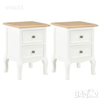 vidaXL Нощни шкафчета, 2 бр, бели, 35x30x49 см, МДФ(SKU:280037), снимка 1