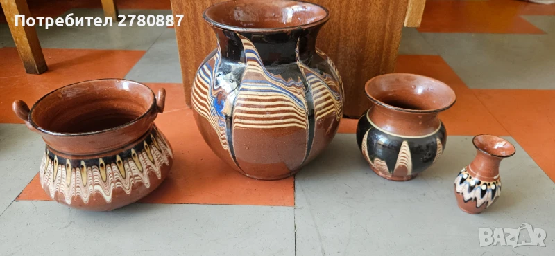 Вази от керамика с троянска шарка. Етно ретро , снимка 1