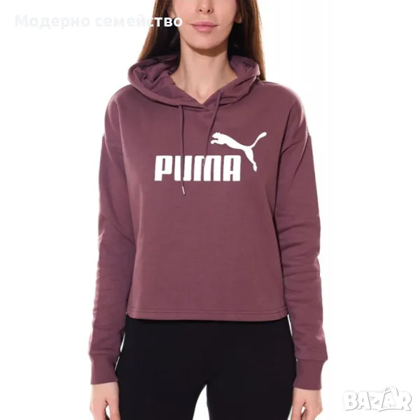 Дамско спортно горнище PUMA Essentials Cropped Hoodie Purple, снимка 1