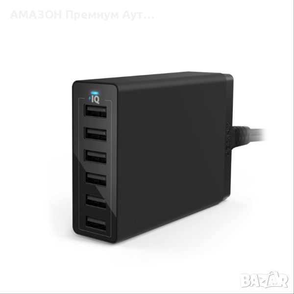 Anker PowerPort 60W 6-портово семейно настолно USB зарядно устройство с PowerIQ за смартфони, снимка 1