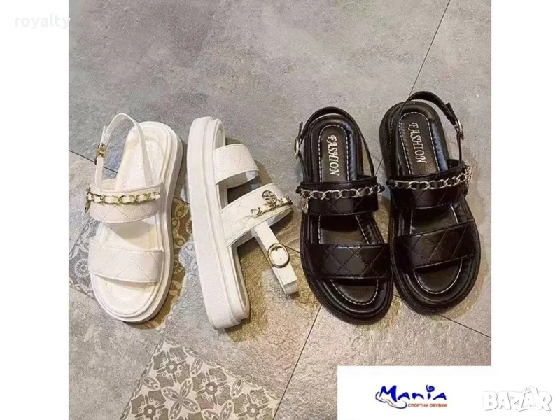 Дамски сандали в черно и бяло, снимка 1